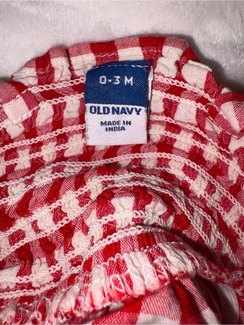 Old Navy Red Gingham Daisy-Trim Diaper Cover Set
